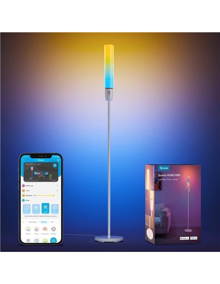lampa de podea GOVEE RGBICW Cylinder Floor Lamp, Wi-Fi + BT, Multicolor + Extra White LEDs