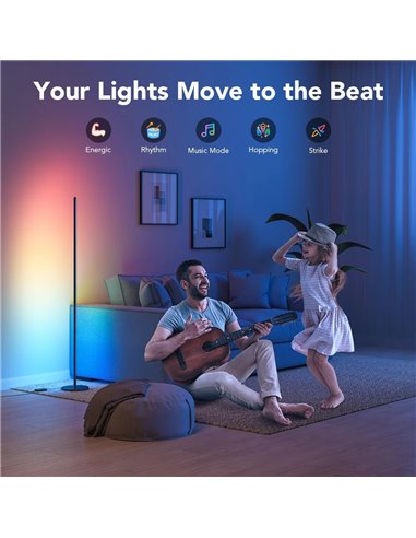 Lampa de podea GOVEE RGBICW Floor Lamp, Wi-Fi + BT, Multicolor + Extra White LEDs