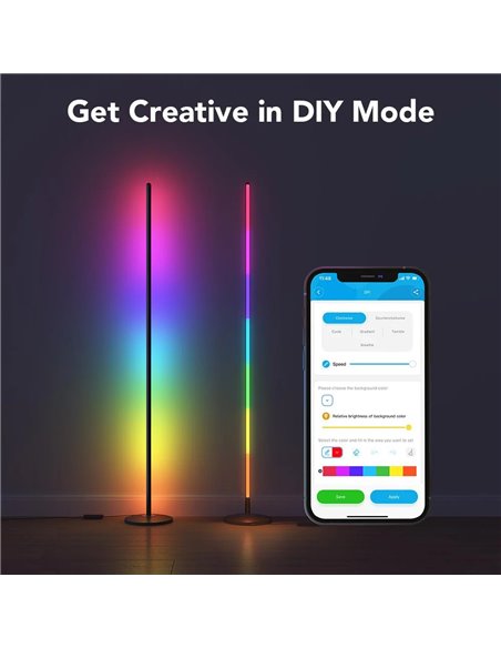 Lampa de podea GOVEE RGBICW Floor Lamp, Wi-Fi + BT, Multicolor + Extra White LEDs