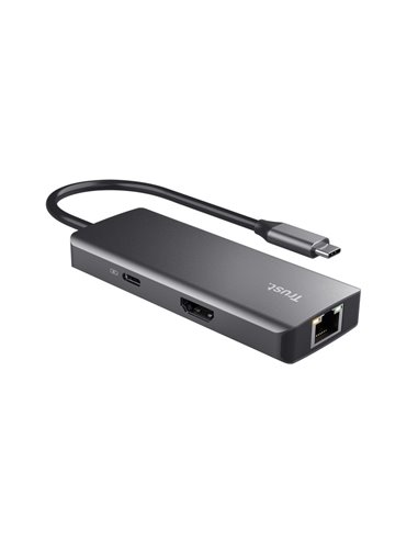 Многопортовый Адаптер Trust Dalyx/ USB-C/ 2xUSB-A/ 2xUSB-C/ HDMI/ RJ45/ SD