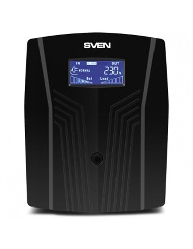 SVEN Pro 1500 (LCD,USB), Line-interactive UPS with AVR, 1500VA /900W, Multifunction LCD display, 3x Schuko outlets, 2x9AH, AV...