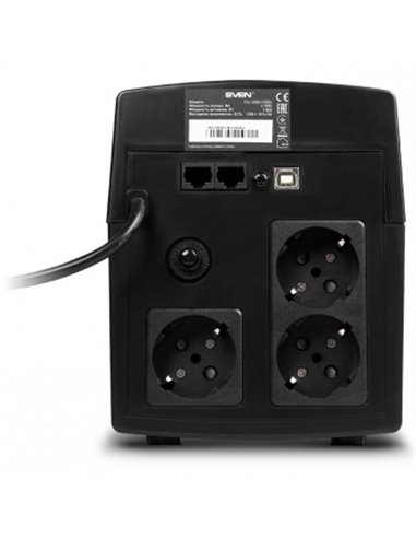 SVEN Pro 1500 (LCD,USB), Line-interactive UPS with AVR, 1500VA /900W, Multifunction LCD display, 3x Schuko outlets, 2x9AH, AV...