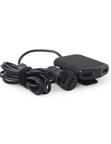 USB Car Charger - EnerGenie EG-4U-CAR-01, 4x USB ports, Input 12/24V DC, Output: up to 2.4 A, charge up to 4 devices simultan...