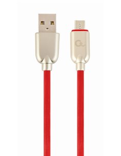Cable USB2.0/Micro-USB Premium Rubber - 2m - Cablexpert CC-USB2R-AMmBM-2M-R, Red, USB 2.0 A-plug to Micro-USB plug, blister