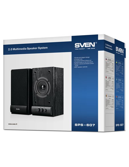 Компьютерные колонки 2.0 SVEN SPS-607, Чёрный
