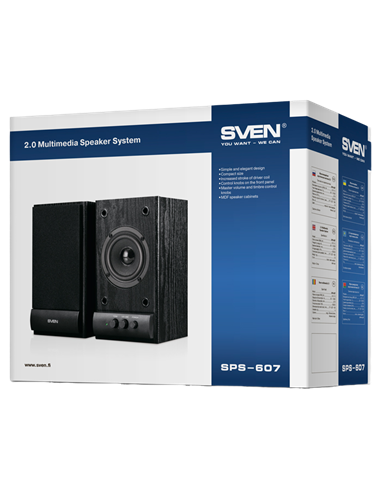 Boxe pentru calculator 2.0 SVEN SPS-607, Negru