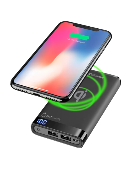 Портативное зарядное устройство Cellularline FreePower MANTA 8000 Wireless, 8мА·ч, Чёрный