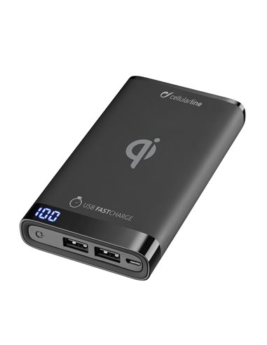 Acumulator extern Cellularline FreePower MANTA 8000 Wireless, 8mAh, Negru