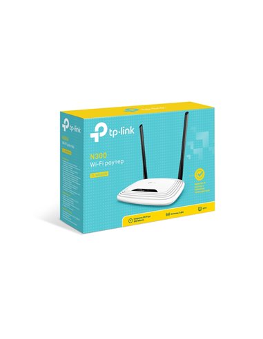 Wi-Fi роутер TP-LINK TL-WR841N / N300 / Wi-Fi4 / 1 WAN + 4 LAN / 2 fixed antennas