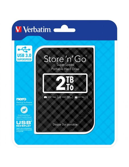 2.5” HDD Externa Verbatim ”Store 'n' Go” / USB3.0 / 2.0TB / Black