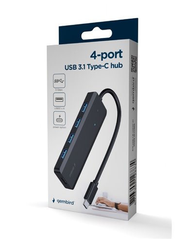 USB Type-C Hub Gembird UHB-CM-U3P4P-01 / 4 x USB 3.1