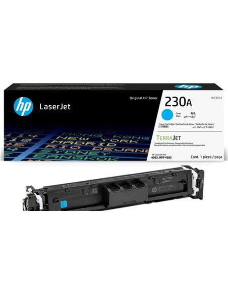 HP 230A Cyan Toner 1,800 pages for HP Color LaserJet Pro 4203dn, HP Color LaserJet Pro 4203dw, HP LaserJet Pro MFP 4303dw, H...