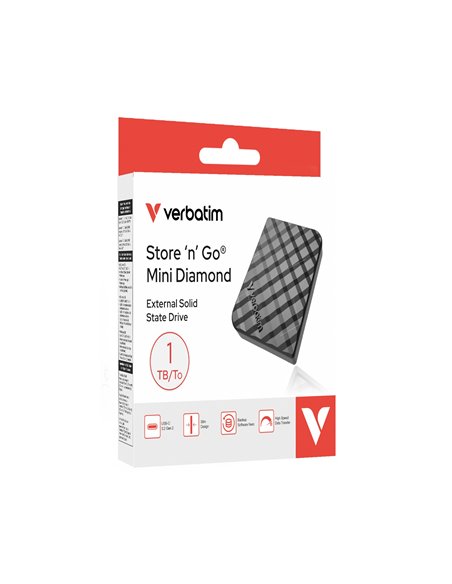 SSD Extern M.2 Verbatim Store 'n' Go Mini Diamond / 1TB / USB 3.2 Gen2 / Black