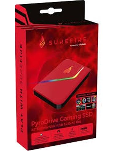 2.5” Внешний игровой SSD Verbatim Surefire PyroDrive / 1TB / USB 3.2 Gen1 / Red