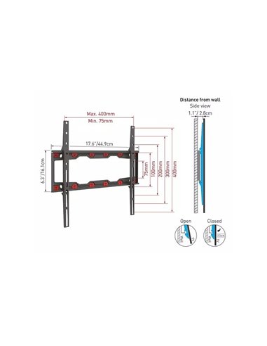 Suport fixat pe perete BARKAN ND300, Negru