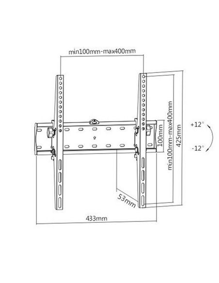 Наклонное настенное крепление Gembird WM-55T-02, Чёрный