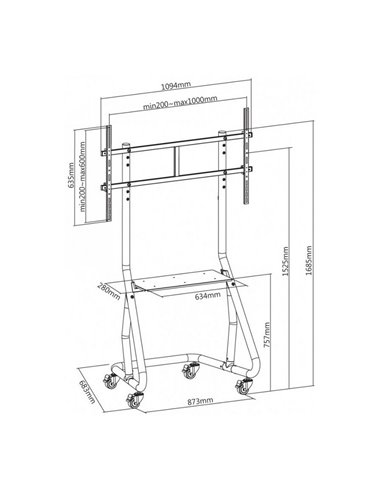 Мобильная стойка для телевизора Reflecta TV Stand 105P-Shelf, Чёрный