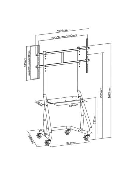 Suport TV Mobil Reflecta TV Stand 105P-Shelf, Negru