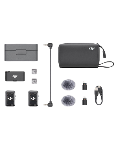 Портативный записывающий микрофон DJI Mic 2 (2 TX + 1 RX + Charging Case), Беспроводной, Черный