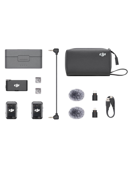 Портативный записывающий микрофон DJI Mic 2 (2 TX + 1 RX + Charging Case), Беспроводной, Черный