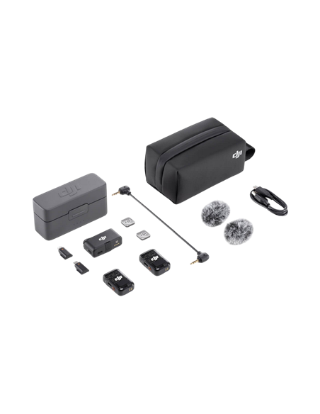 Портативный записывающий микрофон DJI Mic 2 (2 TX + 1 RX + Charging Case), Беспроводной, Черный