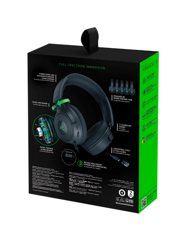 Игровая Гарнитура Razer Kraken V4 X USB, Проводной аналоговый, Чёрный