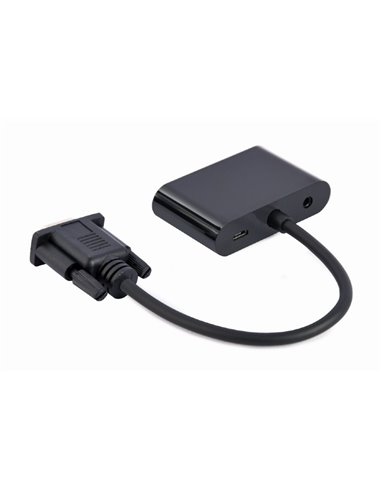 Переходник Cablexpert A-VGA-HDMI-02, VGA D-Sub (M) - HDMI (F) + VGA, 0.15 м, Чёрный