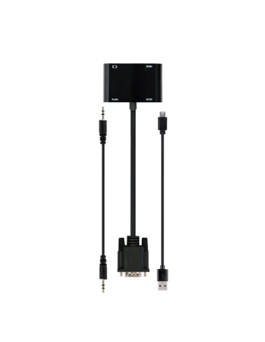 Переходник Cablexpert A-VGA-HDMI-02, VGA D-Sub (M) - HDMI (F) + VGA, 0.15 м, Чёрный