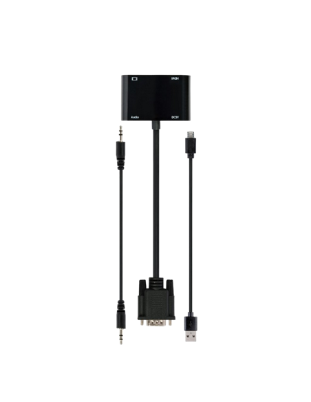Переходник Cablexpert A-VGA-HDMI-02, VGA D-Sub (M) - HDMI (F) + VGA, 0.15 м, Чёрный