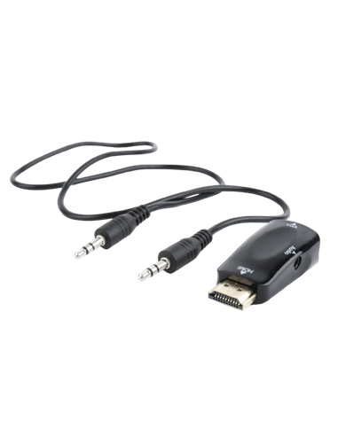 Переходник Cablexpert A-VGA-HDMI-02, VGA D-Sub (M) - HDMI (F) + VGA, 0.15 м, Чёрный