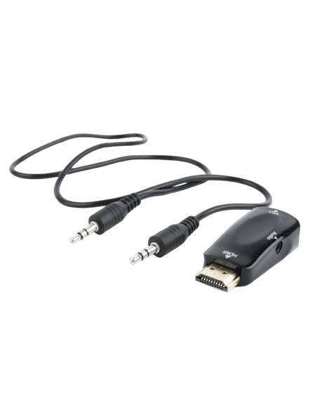 Adaptor Cablexpert A-VGA-HDMI-02, VGA D-Sub (M) - HDMI (F) + VGA, 0.15 m, Negru