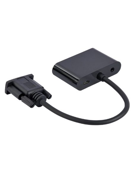 Переходник Cablexpert A-VGA-HDMI-02, VGA D-Sub (M) - HDMI (F) + VGA, 0.15 м, Чёрный