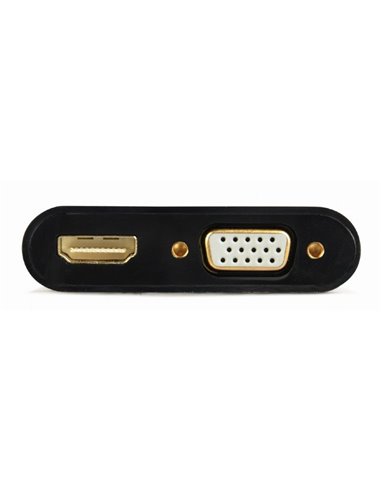 Adaptor Cablexpert A-VGA-HDMI-02, VGA D-Sub (M) - HDMI (F) + VGA, 0.15 m, Negru