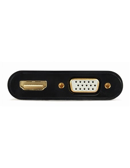 Переходник Cablexpert A-VGA-HDMI-02, VGA D-Sub (M) - HDMI (F) + VGA, 0.15 м, Чёрный