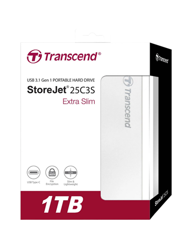 Внешний портативный жесткий диск Transcend StoreJet 25C3S, 1 TB, Серебристый (TS1TSJ25C3S)