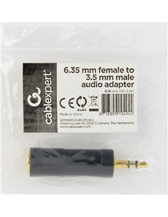 Audio Adaptor Cablexpert A-6.35F-3.5M, 6.35mm 3-pin (F) - 3.5mm 3-pin (M), Negru 2