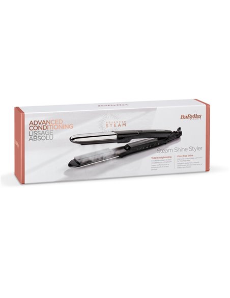 Placă de îndreptat părul BaByliss 2 in 1 Steam Shine ST496E, Negru | Argintiu