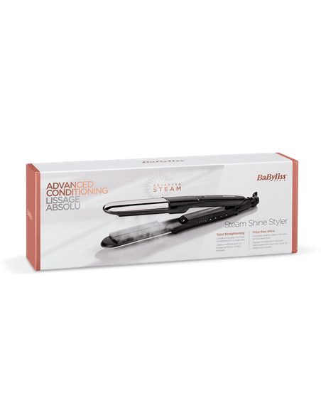 Placă de îndreptat părul BaByliss 2 in 1 Steam Shine ST496E, Negru | Argintiu