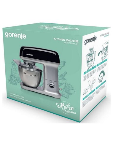 Кухонный комбайн Gorenje Retro Collection MMC1000RLBK, Чёрный