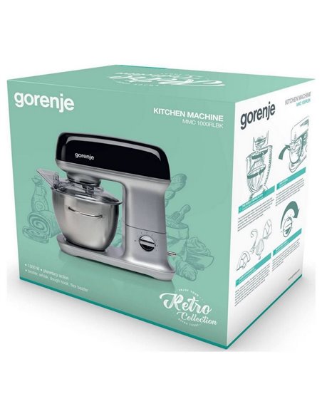 Кухонный комбайн Gorenje Retro Collection MMC1000RLBK, Чёрный