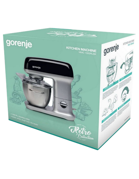 Кухонный комбайн Gorenje Retro Collection MMC1000RLBK, Чёрный