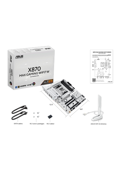 Placă de bază ASUS X870 MAX GAMING WIFI7 W, AM5, AMD X870, ATX