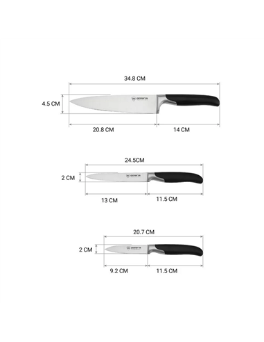 Set de Cuțite Polaris Graphit-4SS, Negru