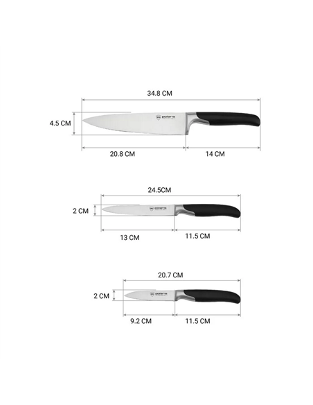 Set de Cuțite Polaris Graphit-4SS, Negru