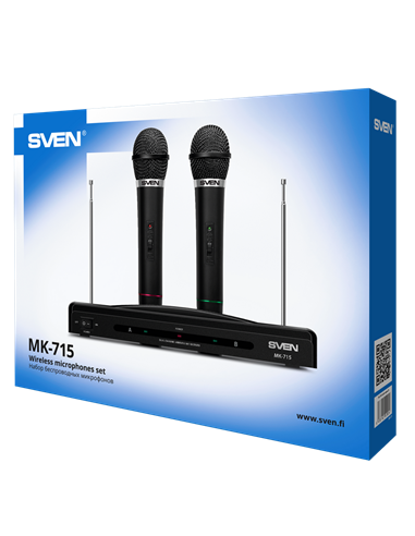 Microfon Karaoke SVEN MK-715, Fără fir, Negru