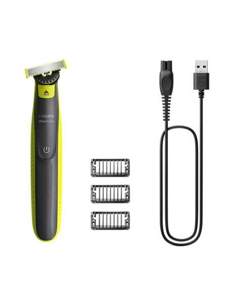 Trimmer pentru bărbați Philips OneBlade QP2724/23, Negru | Verde