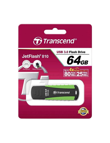 USB Flash накопитель Transcend JetFlash 810, 64Гб, Черный/Зеленый