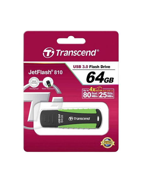 USB Flash накопитель Transcend JetFlash 810, 64Гб, Черный/Зеленый