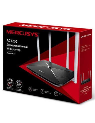 Router fără fir MERCUSYS AC12, Negru