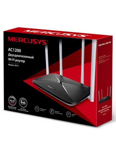 Router fără fir MERCUSYS AC12, Negru